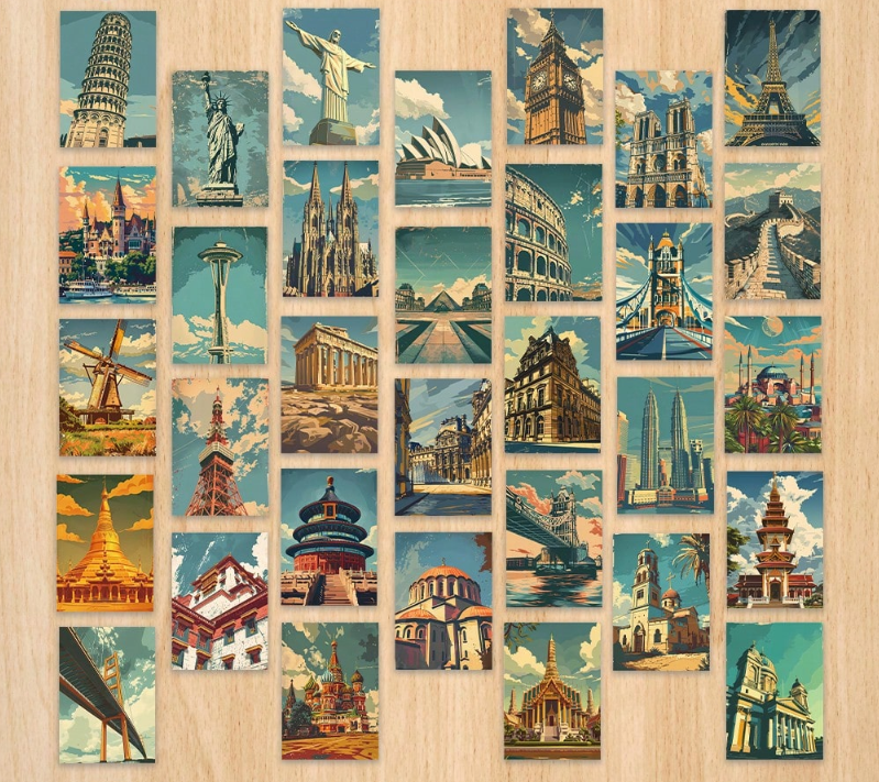 32pcs/Set Vintage Style Retro Travel Postcards